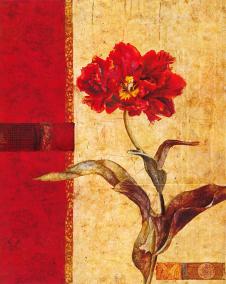 日本怀旧装饰画高清素材: 红牡丹花