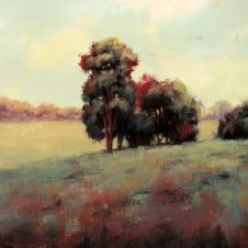 欧式高清风景丙烯画素材: 草原上的树 原野风景油画 G