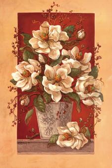 两联欧式盆花装饰画素材: 玉兰花