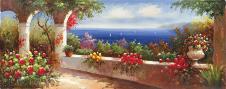 现代高清地中海风景油画大图素材下载: 三联地中海油画