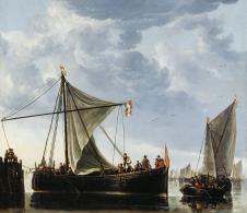 阿尔伯特·库普作品:  港口油画,帆船油画欣赏