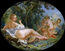布歇作品: 葡萄树下的裸女和小孩