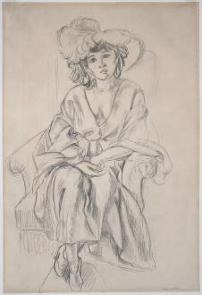 马蒂斯素描作品: 坐着的女人
