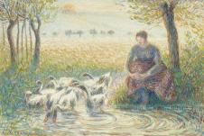 毕沙罗作品: 放鸭子的农妇