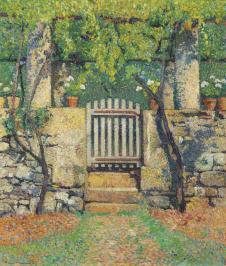 亨利马丁油画:院子门前的葡萄树