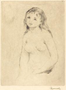 雷诺阿素描作品: 裸体少女素描