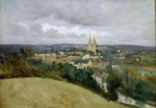 柯罗油画风景作品: View of Saint-Lo