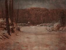 米勒油画作品: 红色的树林油画欣赏