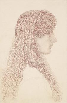 伯恩·琼斯素描作品:女人侧脸头像习作　