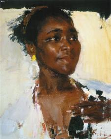 费欣油画高清素材: 非洲女孩肖像