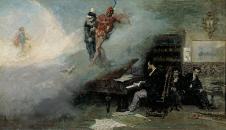 马里亚诺·福图尼作品:弹钢琴水彩画