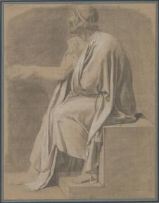 雅克路易大卫素描作品高清素材欣赏: 坐着的男人