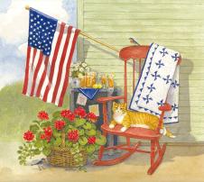 素雅乡村水彩画系列: 美国国旗水彩画欣赏