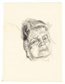 弗洛伊德画家素描作品: 老年妇女头像  高清图片