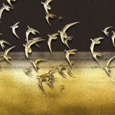 金色的飞鸟晶瓷画素材: 飞鸟装饰画欣赏 B