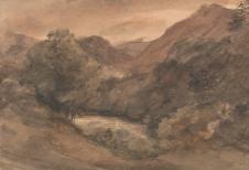 康斯太勃尔风景油画作品:  山谷傍晚景色