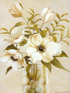 现代欧式花卉装饰画素材: 玻璃瓶里的玉兰花 A
