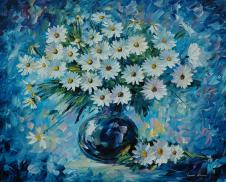 阿夫列莫夫高清油画作品: 花瓶里的野菊花