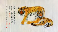 两只老虎工笔画