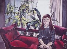 帕特里克·斯威夫特 Claire McAllister on red couch