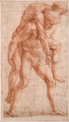 拉斐尔素描: Young Man Carrying an Old Man on His Back, c 背着老人的年轻人