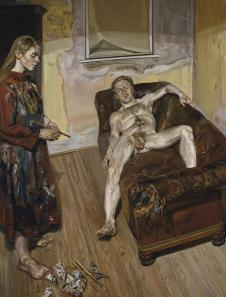 英国画家卢西安弗洛伊德作品 睡在沙发上的模特