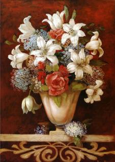 欧式三联花盆装饰绘画素材: 绣球花和百合花
