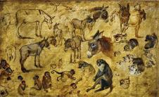勃鲁盖尔作品: 驴和猴子的习作