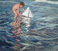 索罗亚作品: 《单桅小帆船》 高清油画大图赏析