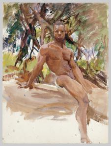 萨金特水彩画作品: 裸体男人水彩画欣赏