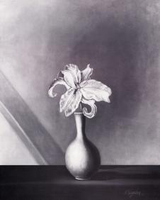 现代高清黑白四联花卉装饰画素材: 白花瓶和百合花