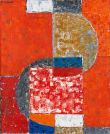 欧美抽象油画 ALEXANDER ISTRATI-Forms en Rouge 1953