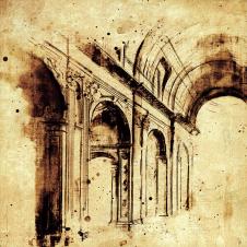 复古装饰画 仿古装饰画素材:  欧式建筑和罗马柱 A
