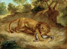 德拉克罗瓦作品: 狮子捕食油画