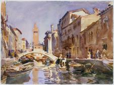 萨金特水彩画作品:《Venetian Canal》 威尼斯水彩画欣