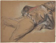 德加作品: 躺着的男人素描