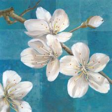 现代简约两联花卉油画: 白樱花 A
