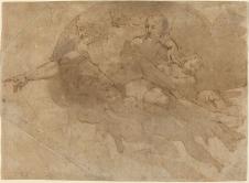 米开朗基罗素描作品:圣母和圣婴
