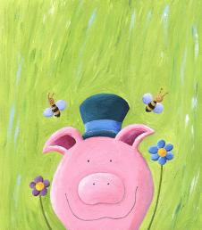 可爱的粉色猪儿童画欣赏