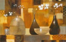 欧式两联装饰画：陶罐花瓶和蝴蝶兰 A