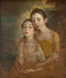 庚斯博罗作品: 两个女孩油画欣赏