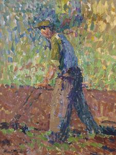 亨利马丁油画:耕地劳作的男人