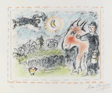 夏加尔油画作品: 牵着马的人  高清图片素材下载