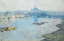 阿瑟·斯切特 (Arthur Streeton) St. Paul`s and the River, 圣保罗油画