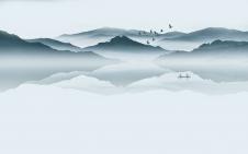 高清山水背景图片素材下载: 中式山水意境装饰画 H