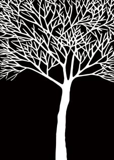 现代四联黑白树的装饰画 B