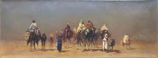沙漠骆驼队油画欣赏