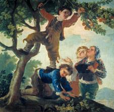 戈雅作品:摘水果的小孩子油画欣赏