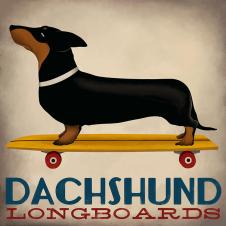 动物装饰画素材,狗装饰画: 玩滑板的腊肠犬