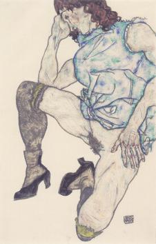埃贡·席勒Egon Schiele作品：卷发女人
